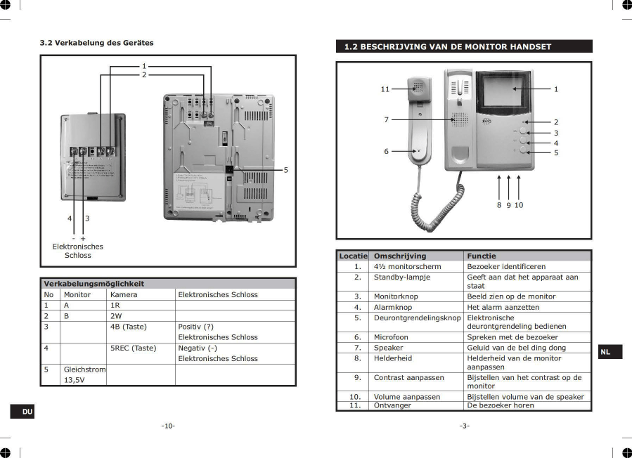 Bedienungsanleitung Elro VD52A Türsprechanlage