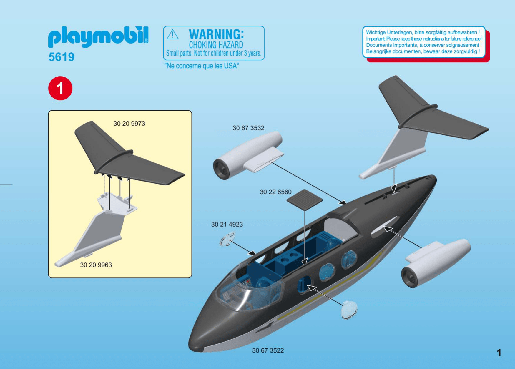 Manual Playmobil set 5619 Airport Plane