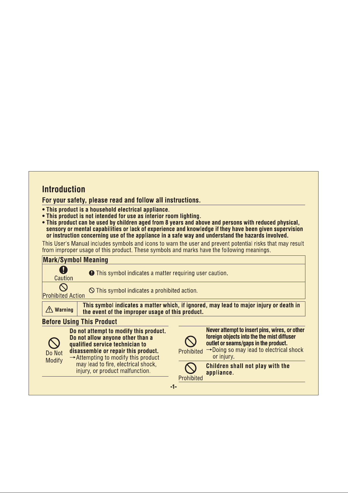 Manual Muji HAD001GLWAO Aroma Diffuser