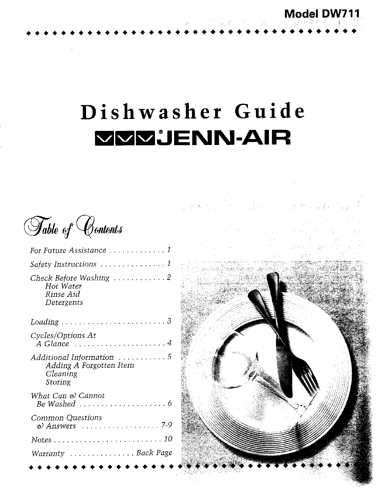 JennAir DW711 warranty