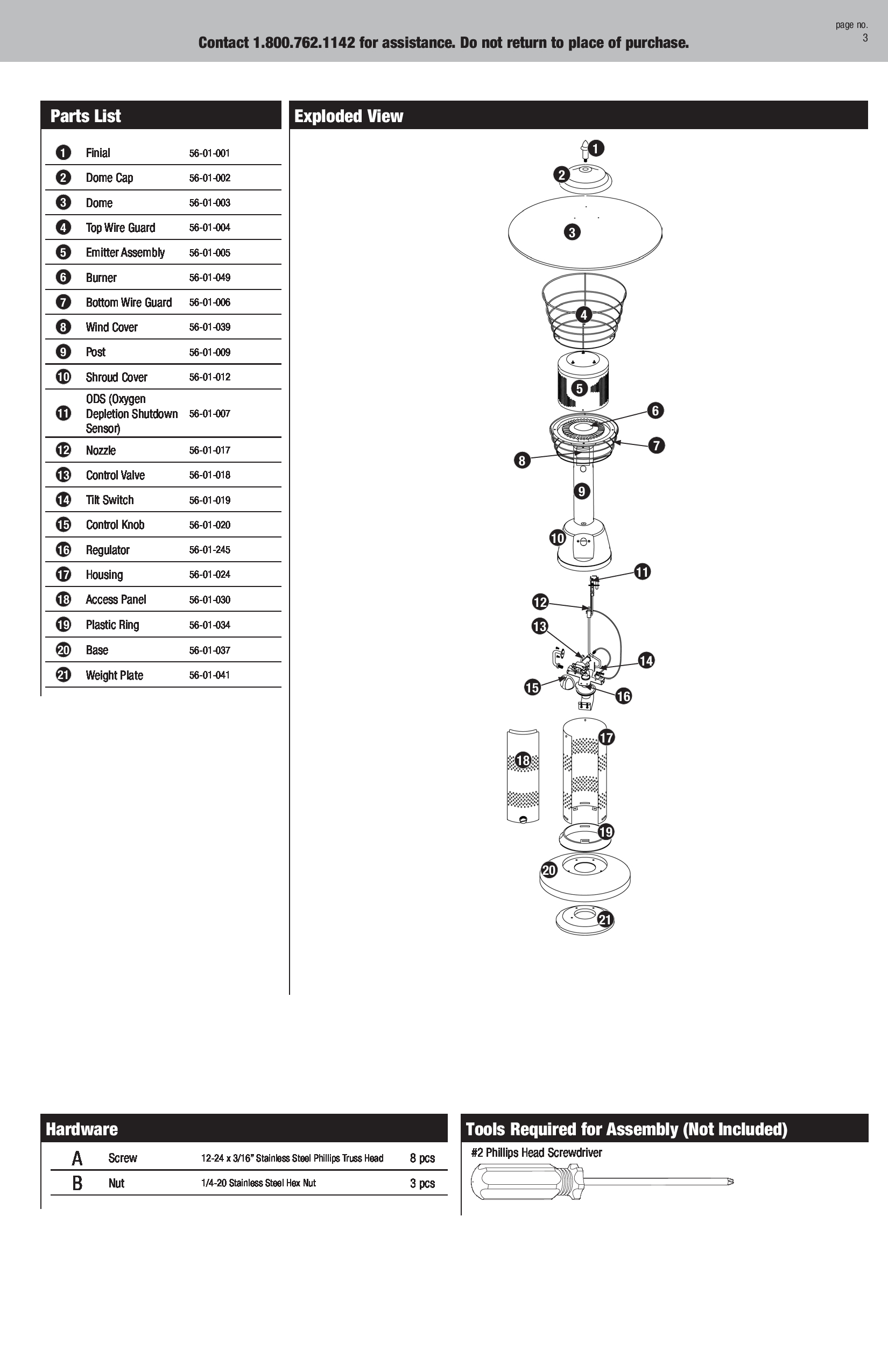 Blue Rhino 82300 Parts List, Hardware, Tools Required for