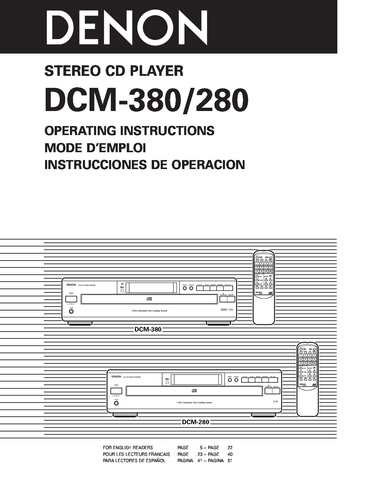 Denon DCM280 manuals