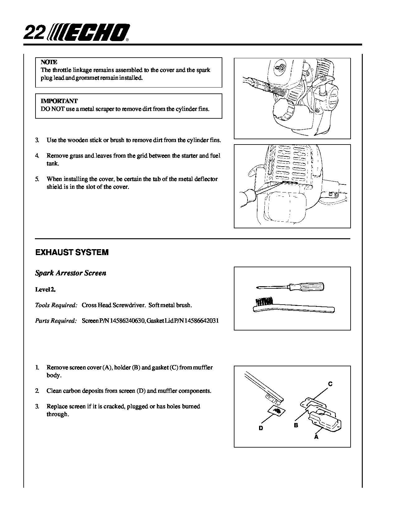 Echo GT2000 Spark Arrestor Screen, EXHAUST SYSTEM