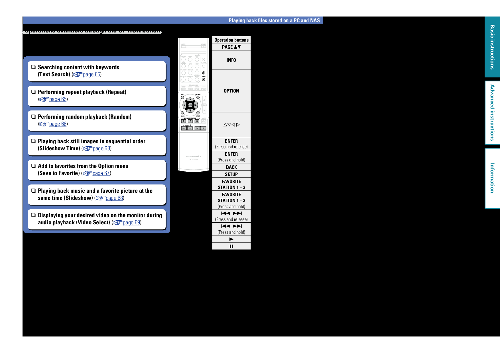 Marantz NR1504 Radio operation buttons, nnUsing vTuner to