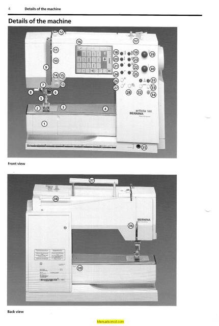 Bernina 180 Artista Sewing Machine Instruction Manual
