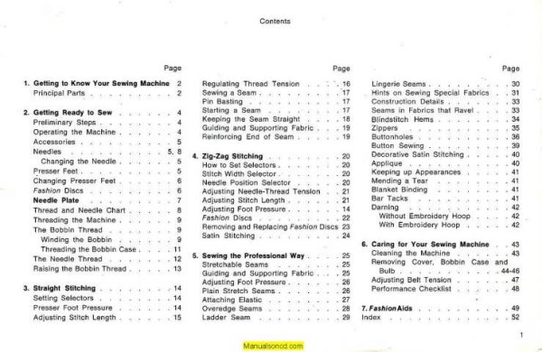 Singer 360 Fashion Mate Sewing Machine Instruction Manual