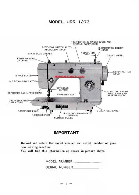 Montgomery Ward URR 1273 Sewing Machine Manual