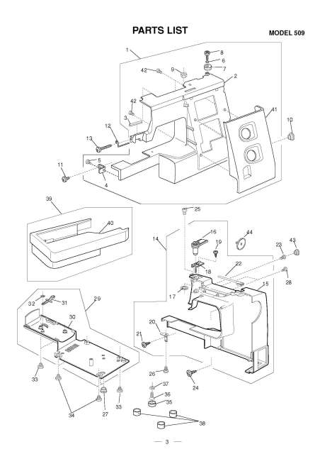 Janome 509 Sewist Sewing Machine Service-Parts Manual