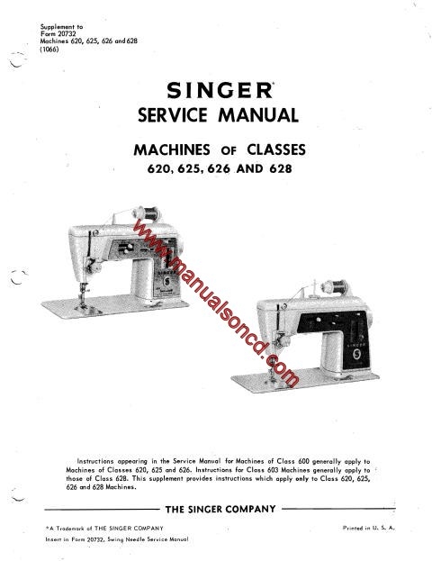 Singer 626 Sewing Machine Service Manual