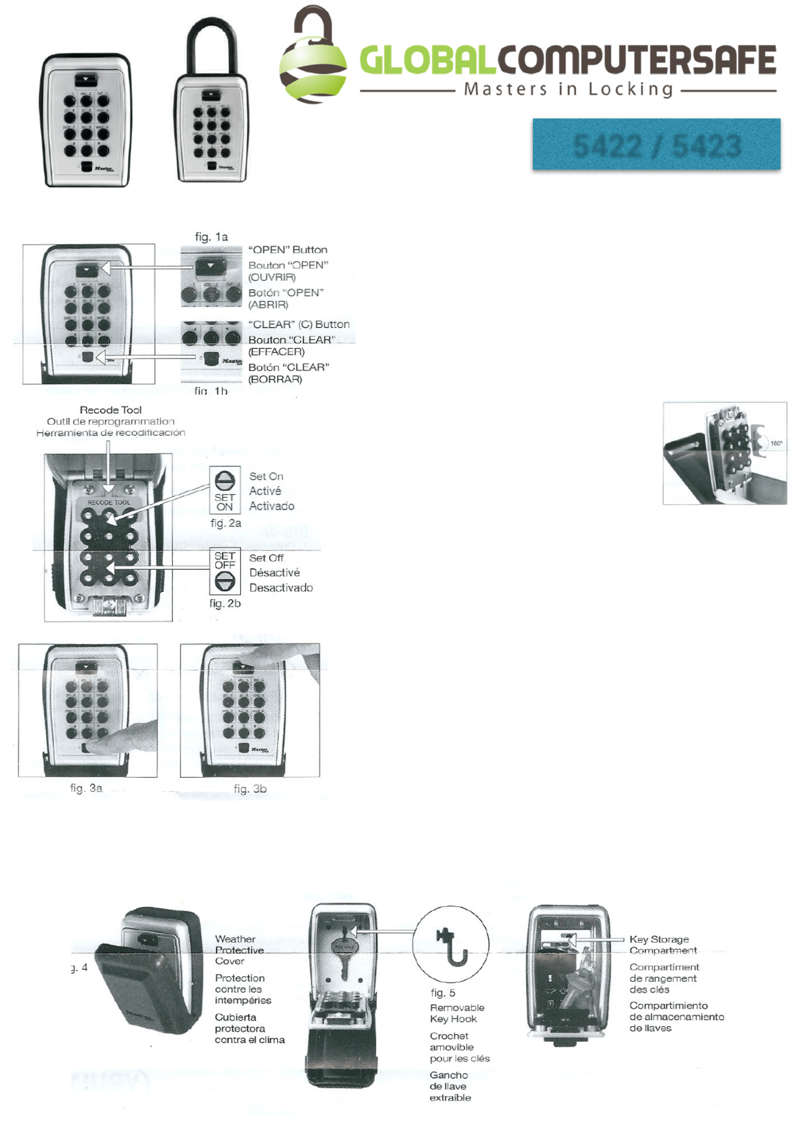 Master Lock 5423 Manual (1 Sider)