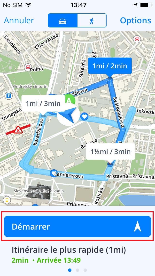 La navigation vers les coordonnées GPS Sygic GPS Navigation for iOS