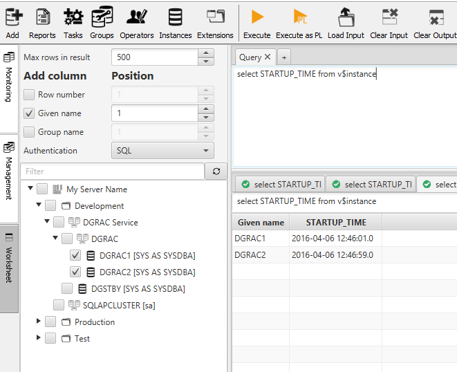SQL Worksheet dbWatch 12.6