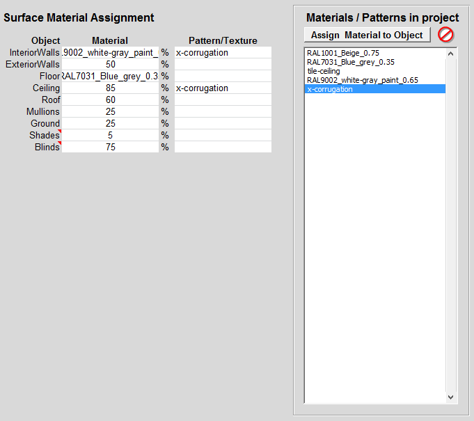 Project Materials and Surface Assignment SPOT Pro v.5 5.0