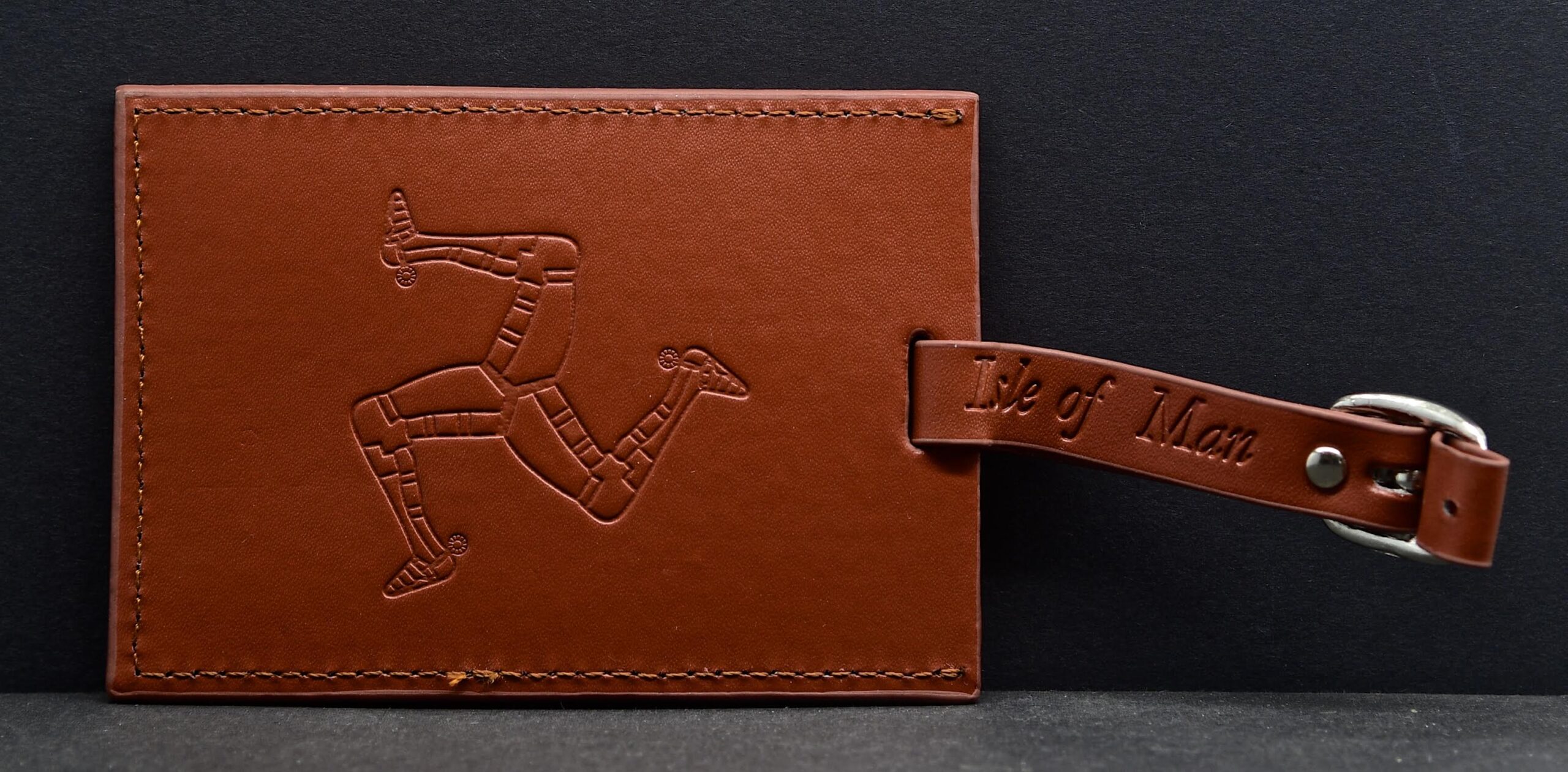 Isle of Man leather embossed luggage label Manx Inspirations