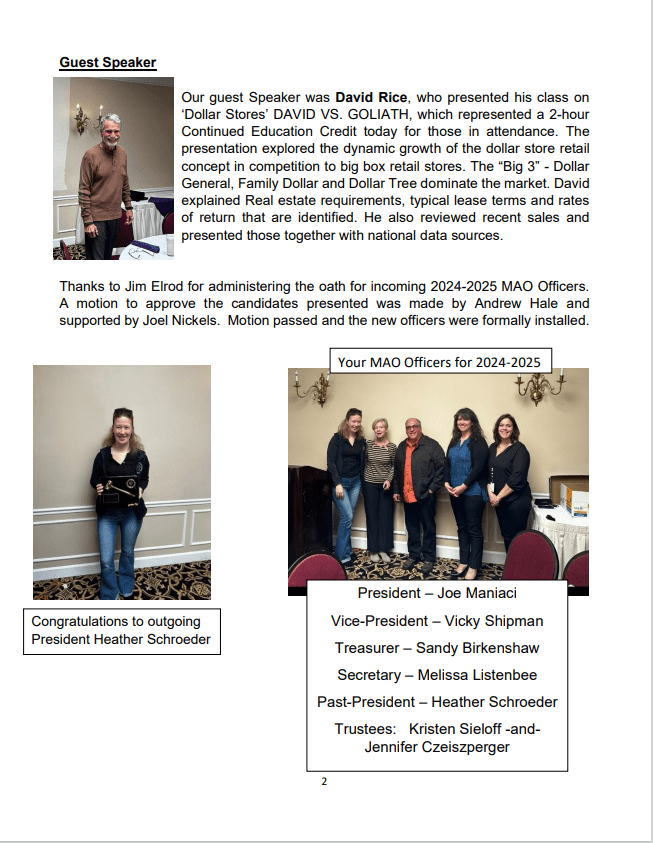 April Minutes Election of Officers Assessors Organization