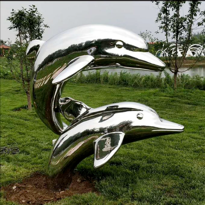 Large stainless steel sculptureDolphin Professional custom stainless
