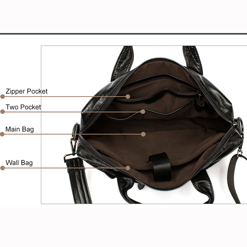 Genuine Leather Business Briefcase Shoulder Bag for Men HisHerWear