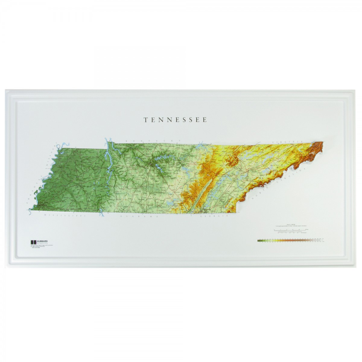 Tennessee State Raised Relief Map, Large (36″ x 18″) mapagents