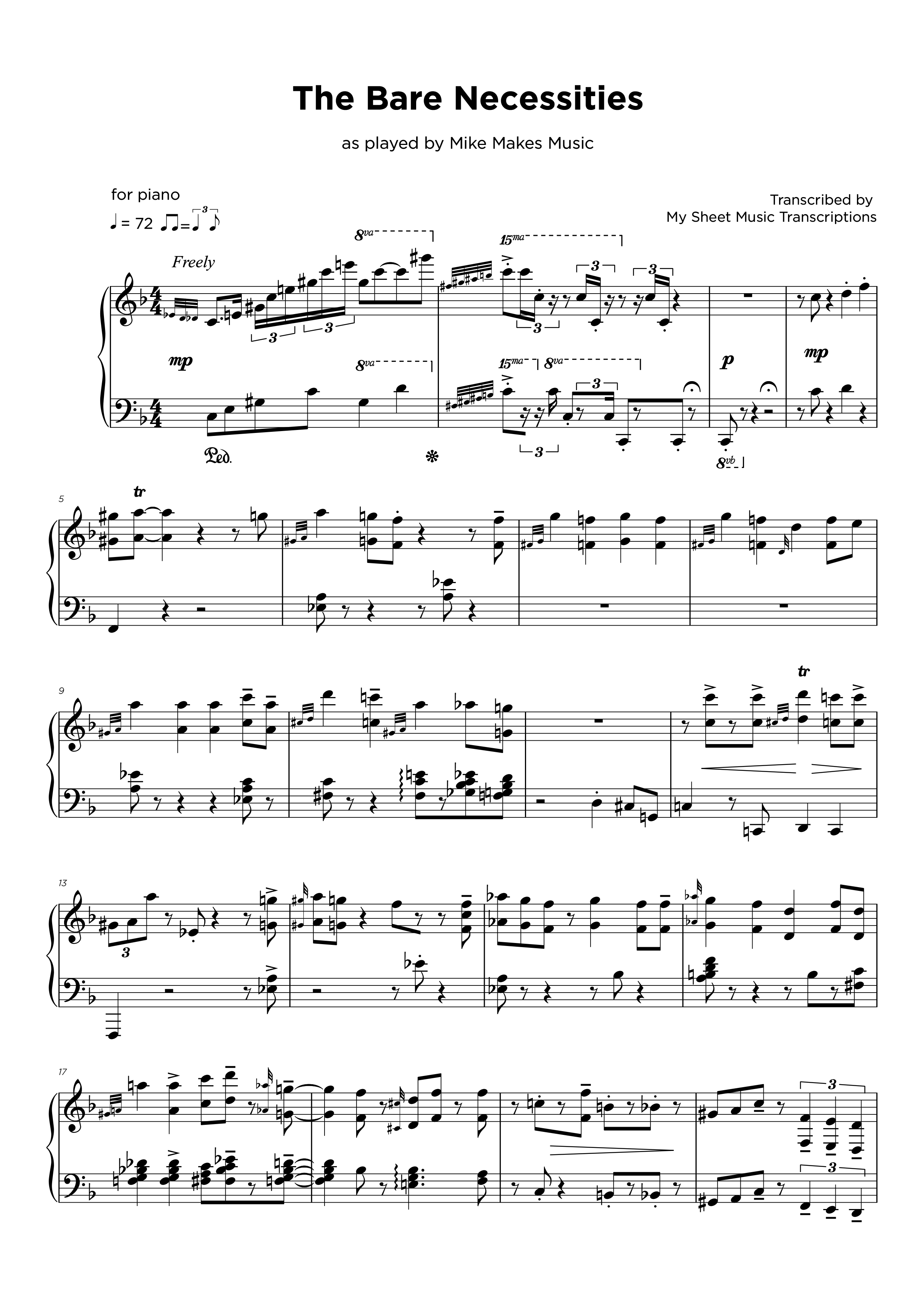 Transcriptions pour piano jazz Ma partition sur mesure