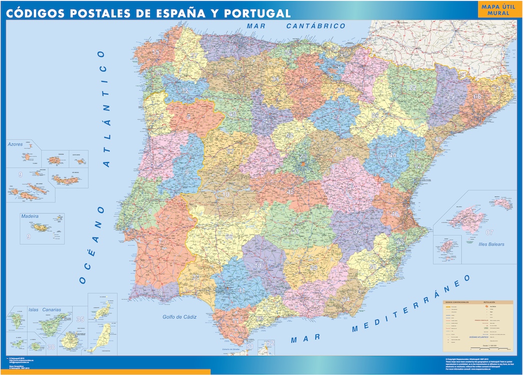 Mapa de España por Códigos Postales Envío mapas gratis en España