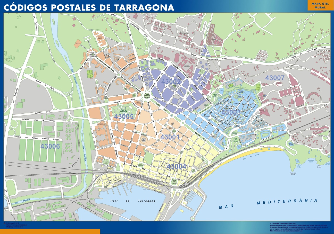 Mapa Códigos Postales de Tarragona Mapas Posters Mundo y España
