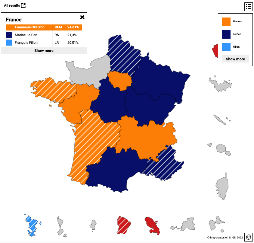 Review Of Carte De France Vote 2023 Élection présidentielle française 2022 avec Mapcreator
