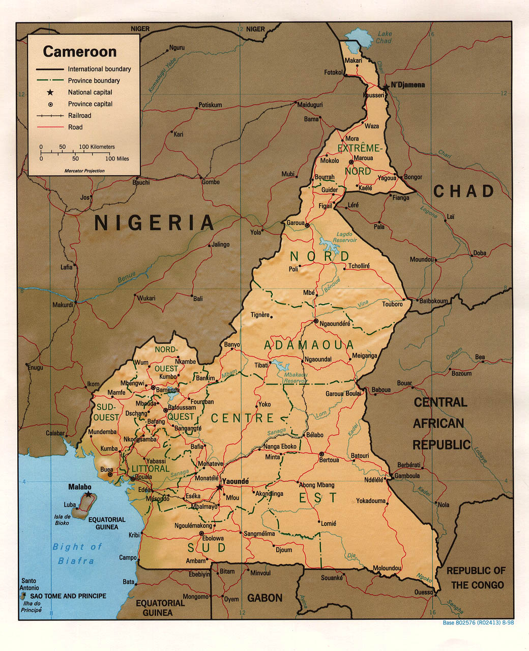 A Map Of Africa With Cameroon Shaded In And Labeled Free Cameroon Maps