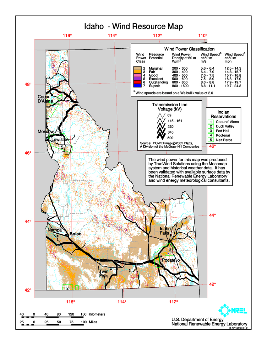 Download Free Idaho Wind Energy Maps