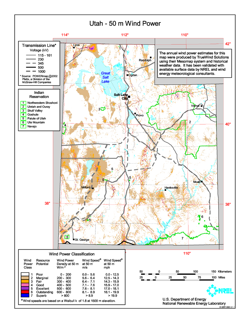 Download Free Utah Wind Energy Maps