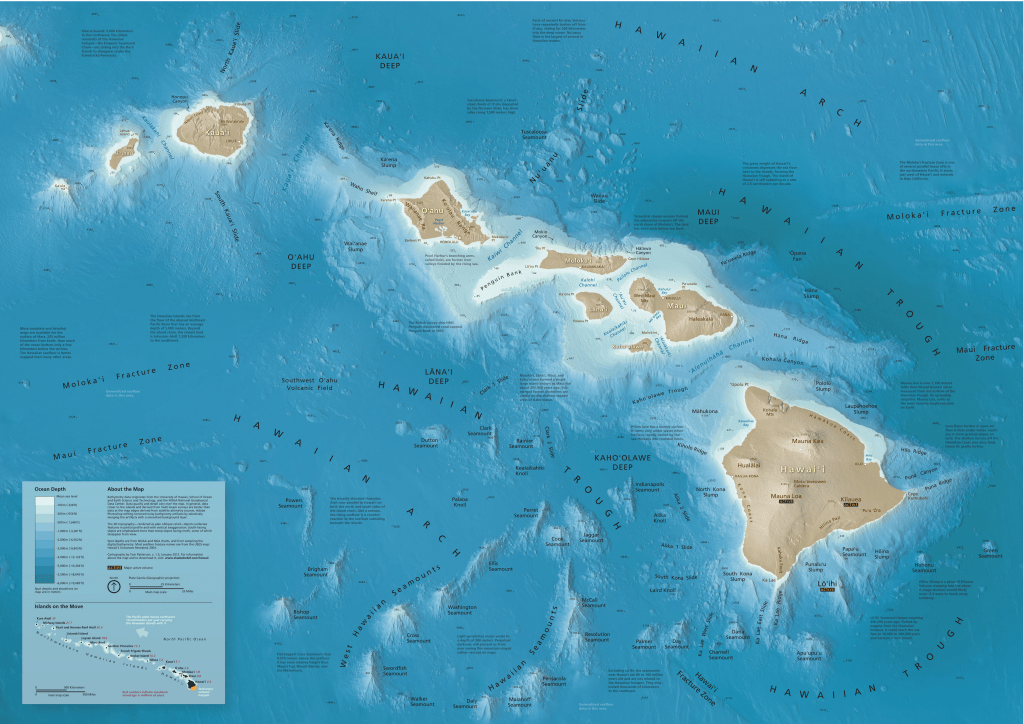 Ocean View Hawaii Map MapCarte 20/365 Seafloor map of Hawai’i by Tom Patterson, 2012