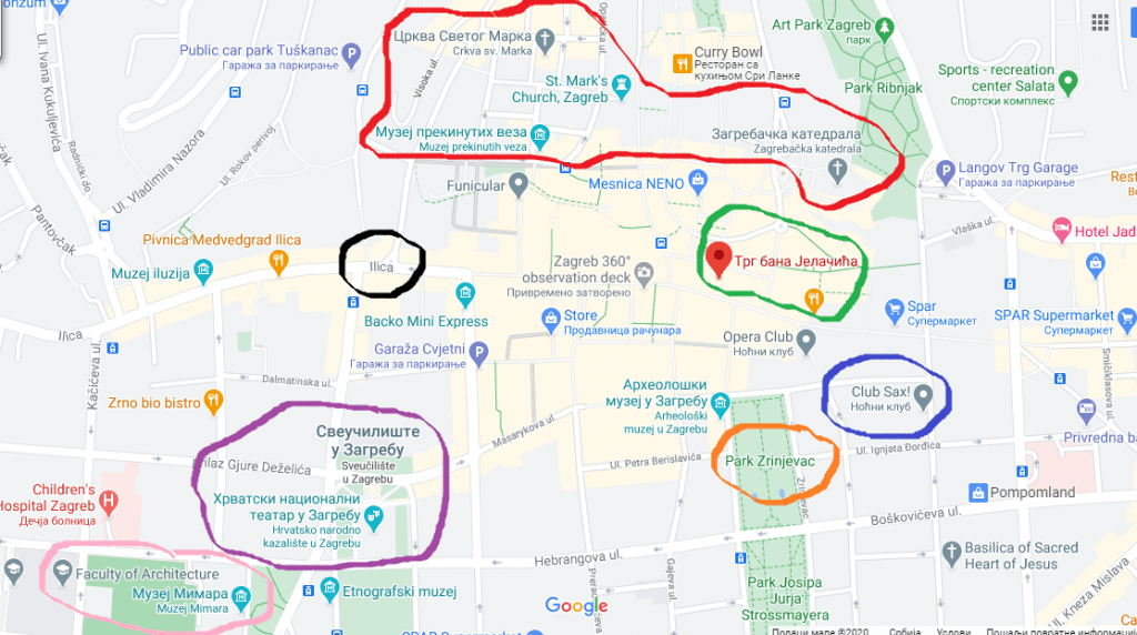 Different Areas and Neighborhoods of Zagreb, Croatia Mapees