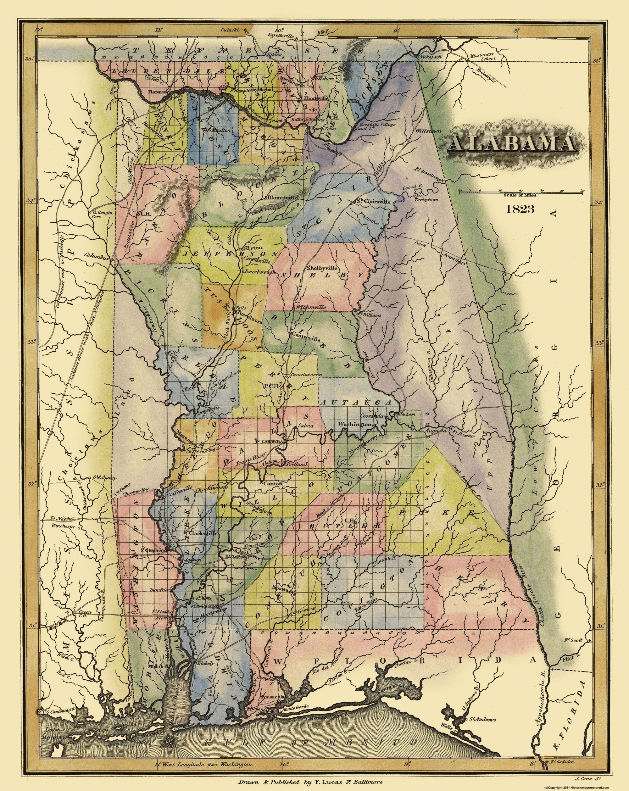 University Of Alabama Historical Maps Old Historical City, County And State Maps Of Alabama