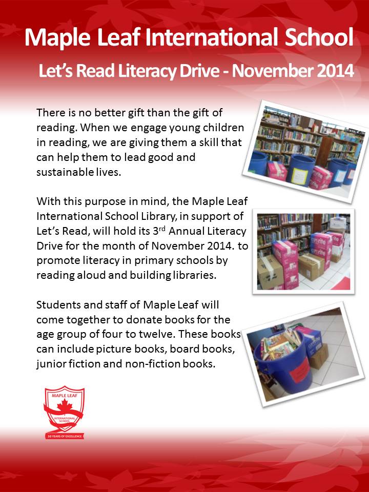 Maple Leaf Literary Drive 2014 Maple Leaf International School