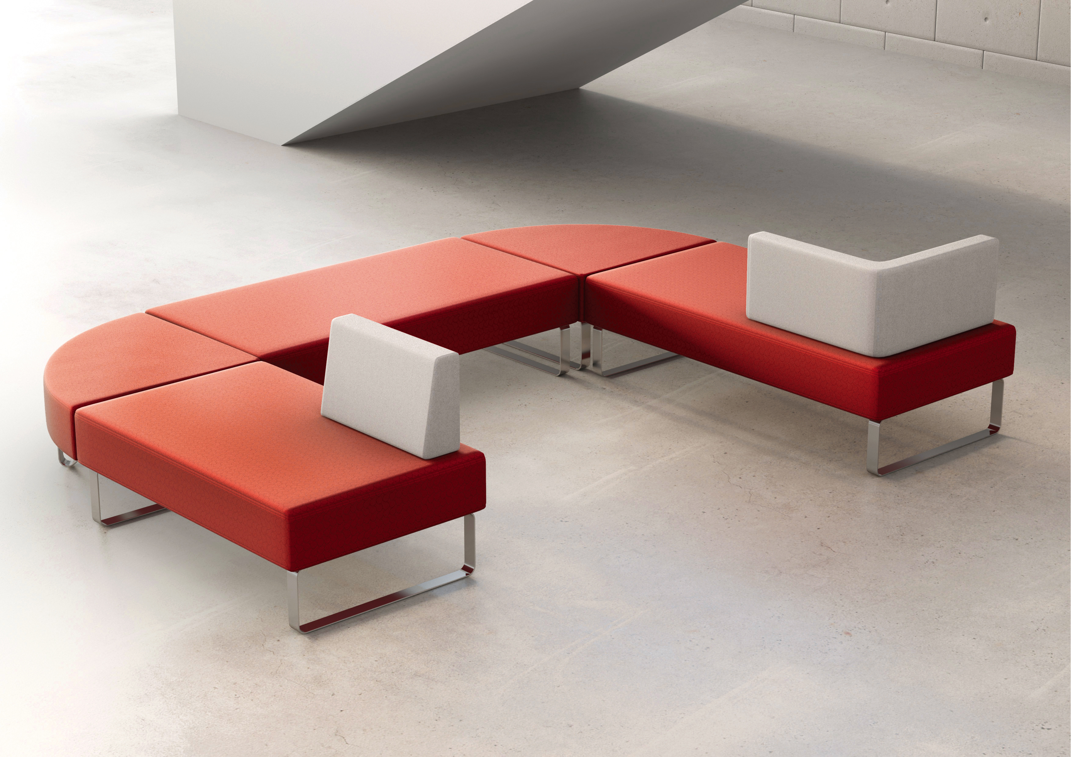 Access modular seating with silver skid base Maple Leaf