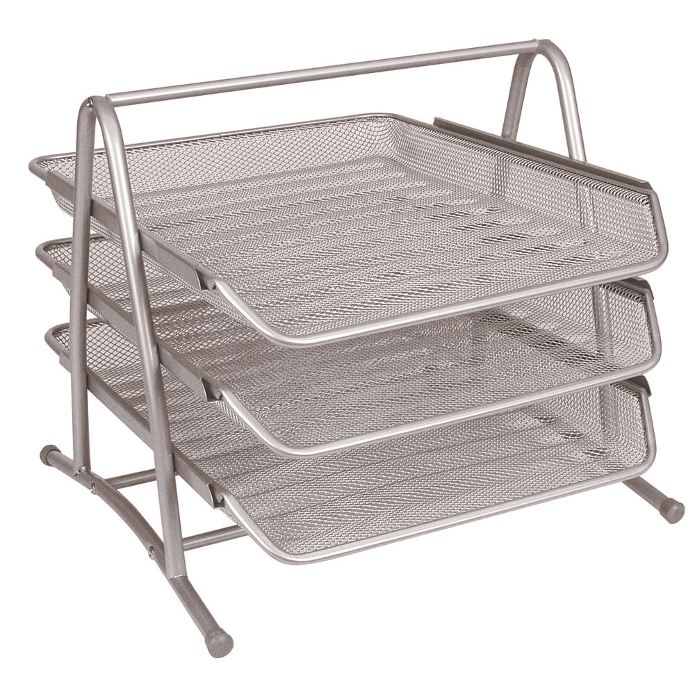 Silver mesh 3tier letter tray Maple Leaf