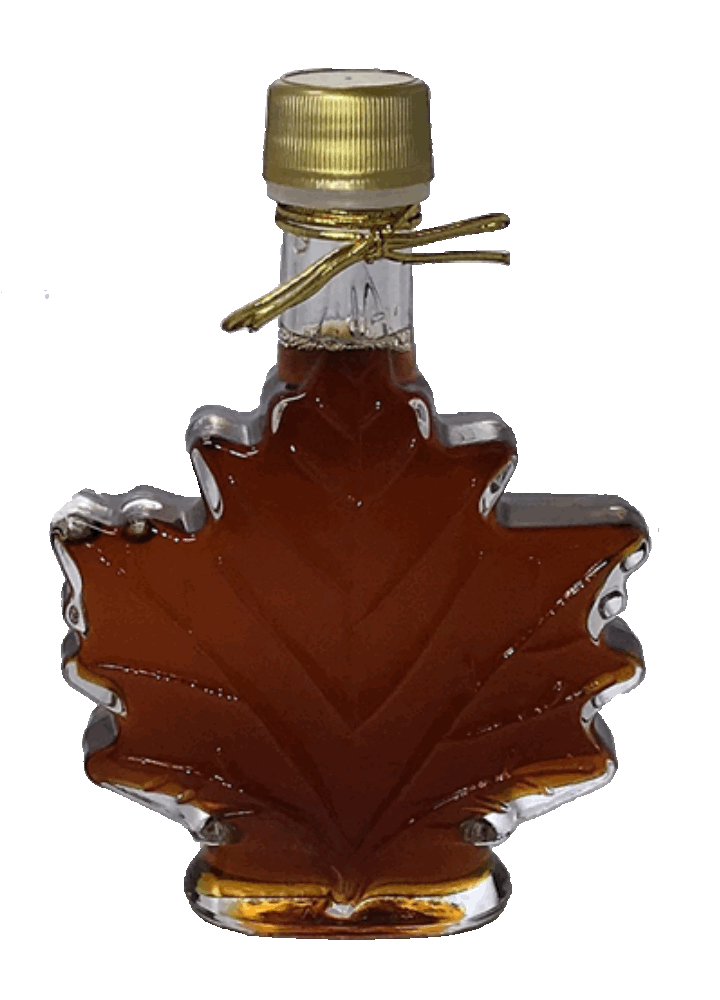 Maple Syrup Grade A Amber Rich Taste In a Maple Leaf Bottle