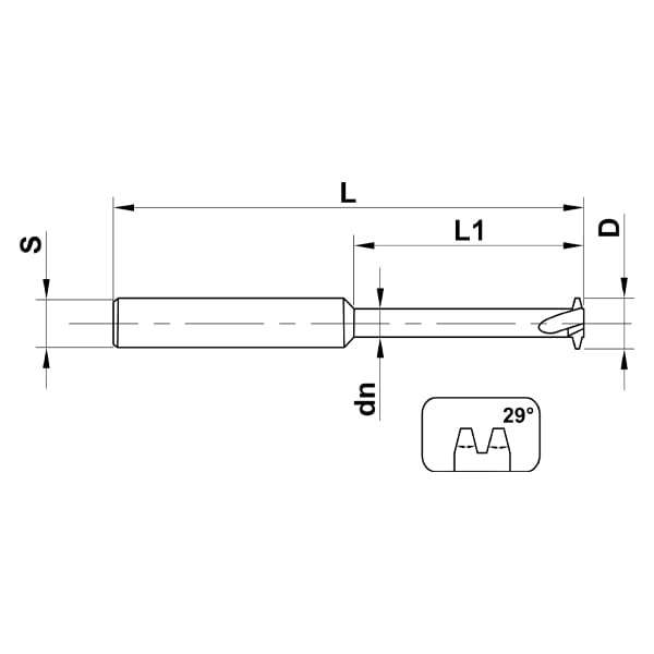 1/416 ACME Single Profile Carbide Thread Mill