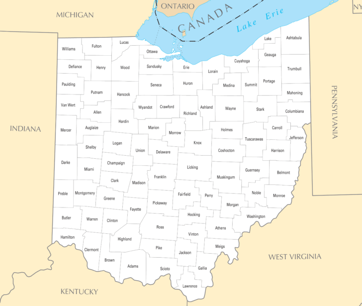 Map Of The 88 Counties Of Ohio Maps Of Ohio