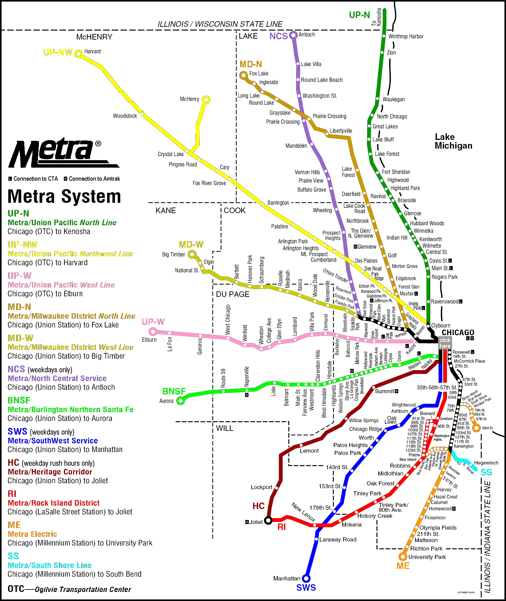 Chicago Metro Map Pdf Chicago Metra Map Chicago IL • mappery