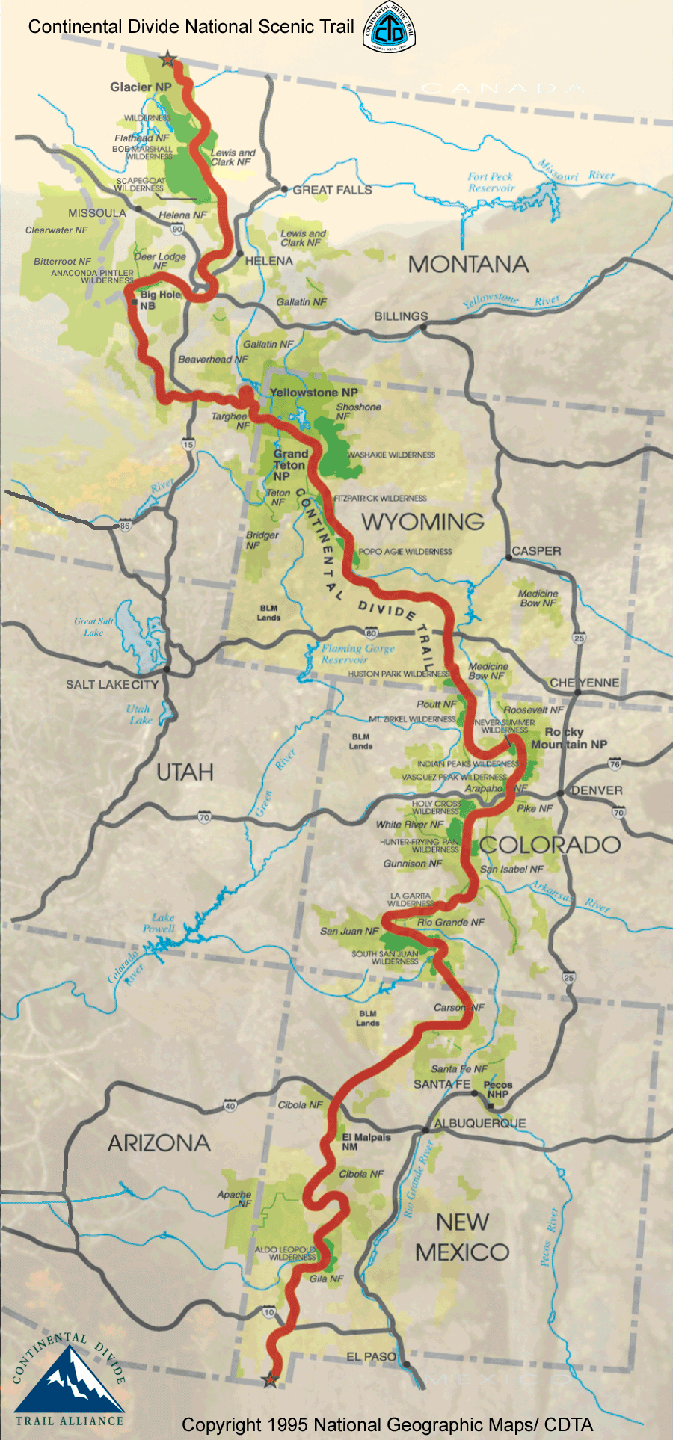 Continental Divide Trail Map US • mappery