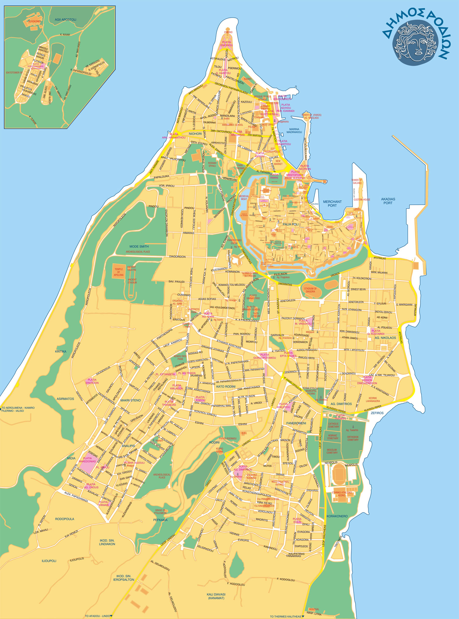 Rhodes City Map Rhodes Greece • mappery