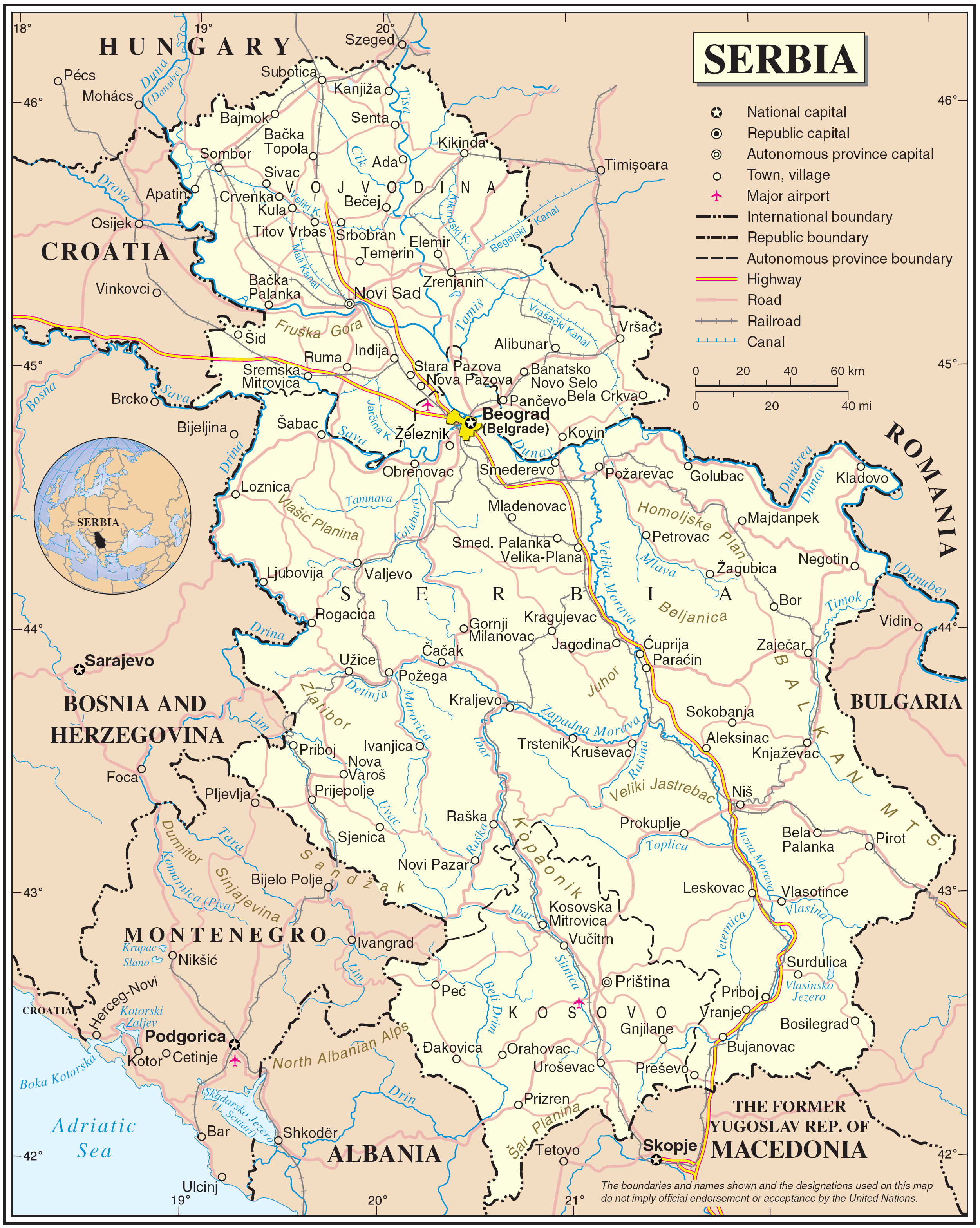 Political Map of Serbia Nations Online Project