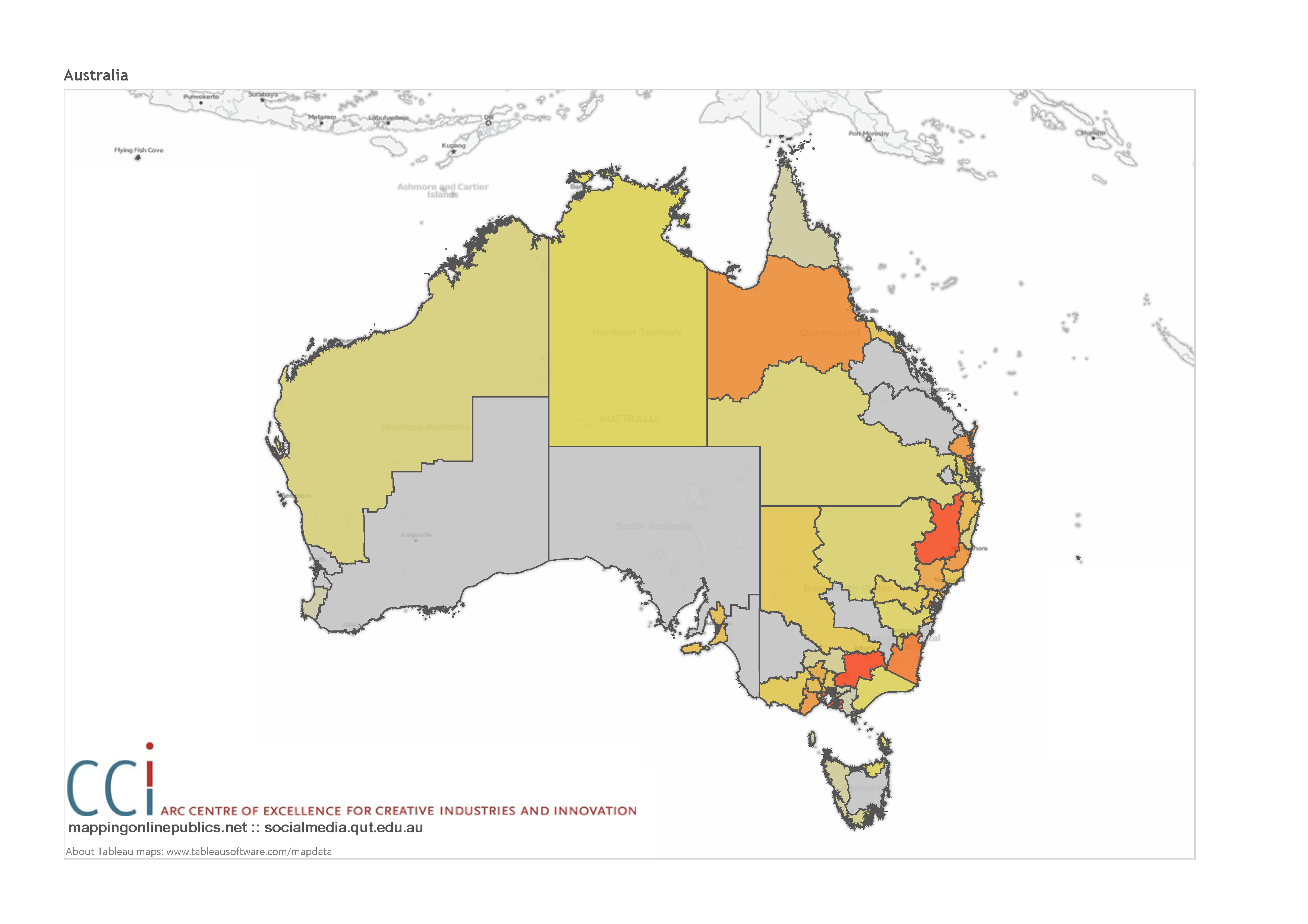 ausvotes Twitter Activity by Electorate Mapping Online Publics