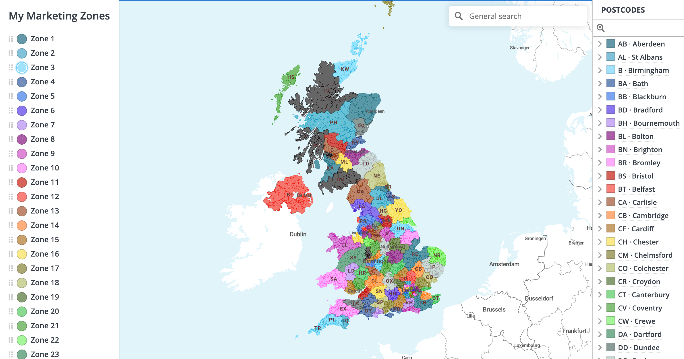 Quick Select Demo best UK postcodes map editor Maproom