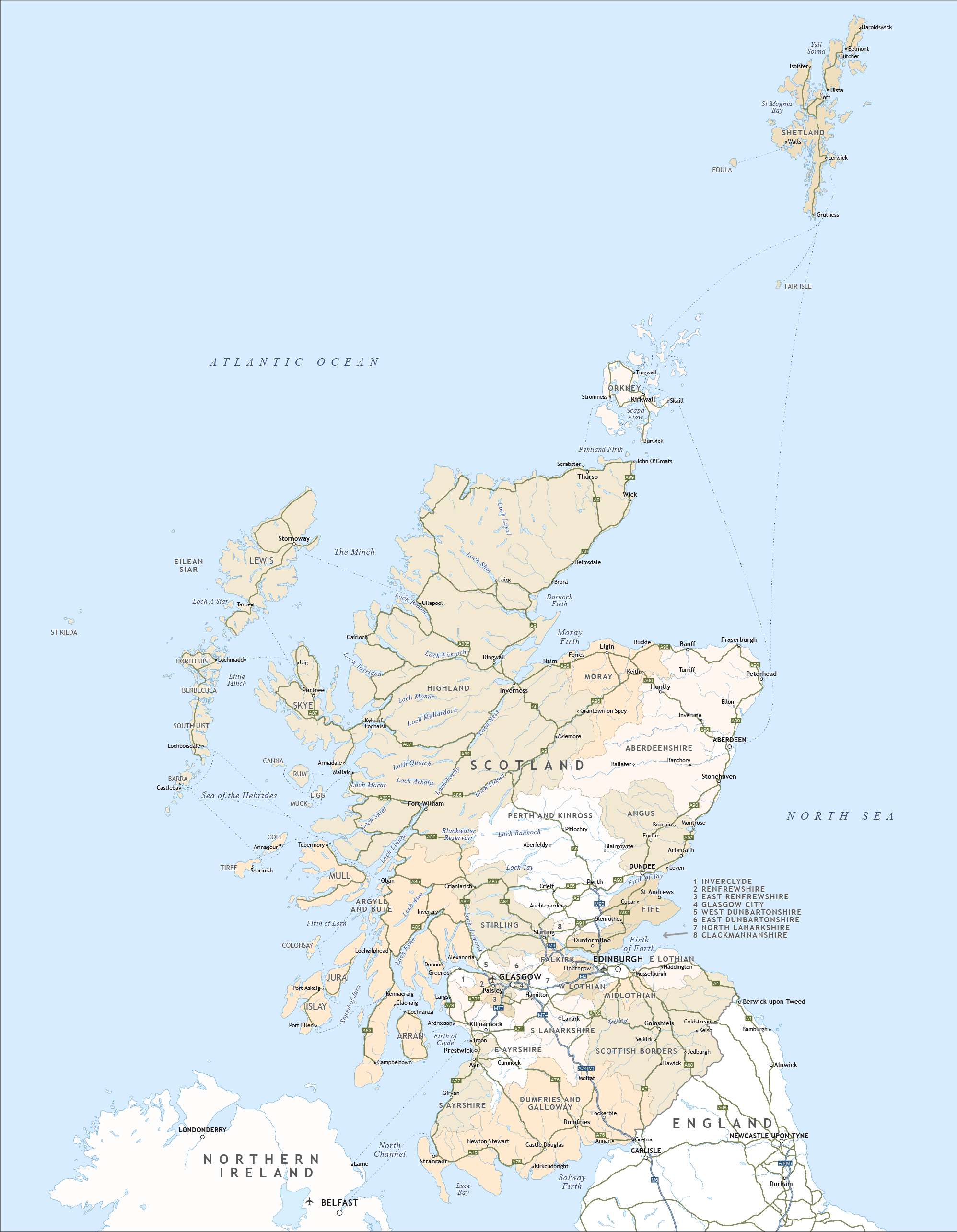 Scotland Map Of Counties Political map of Scotland royalty free editable vector map Maproom