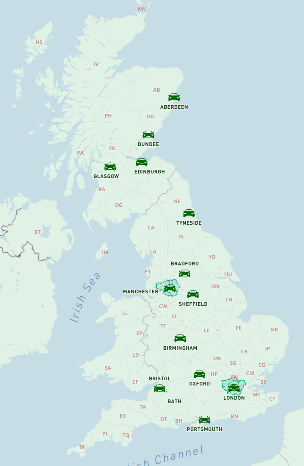Clean Air Zones Low Emission ULEZ + postcodes interactive map