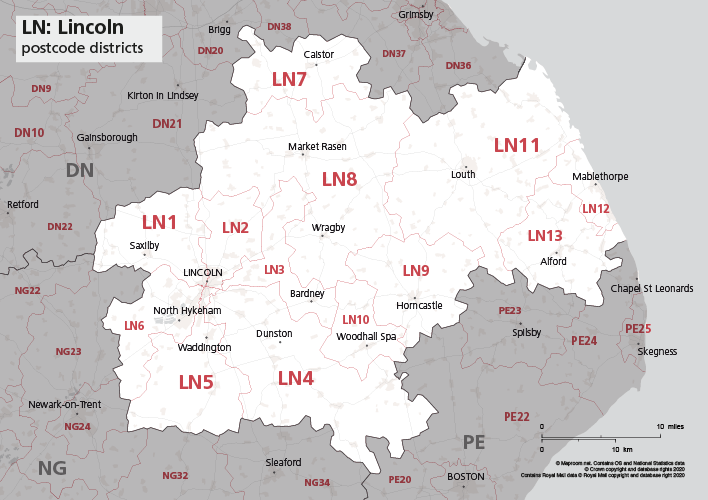 Map of LN postcode districts Maproom
