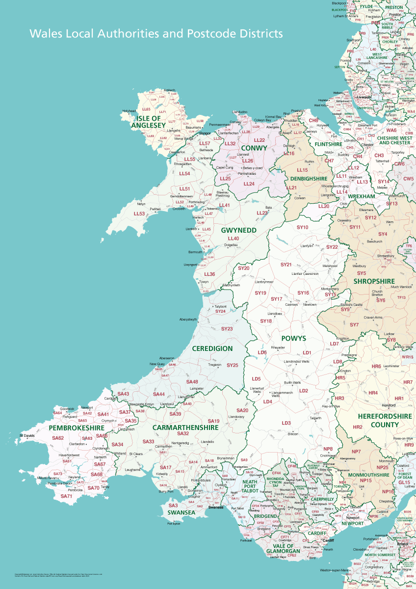 WalesLocalauthoritiesandpostcodesposterpreview Maproom
