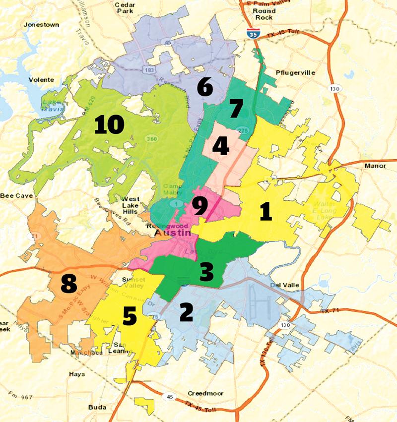 Austin district map Austin texas district map (Texas USA)