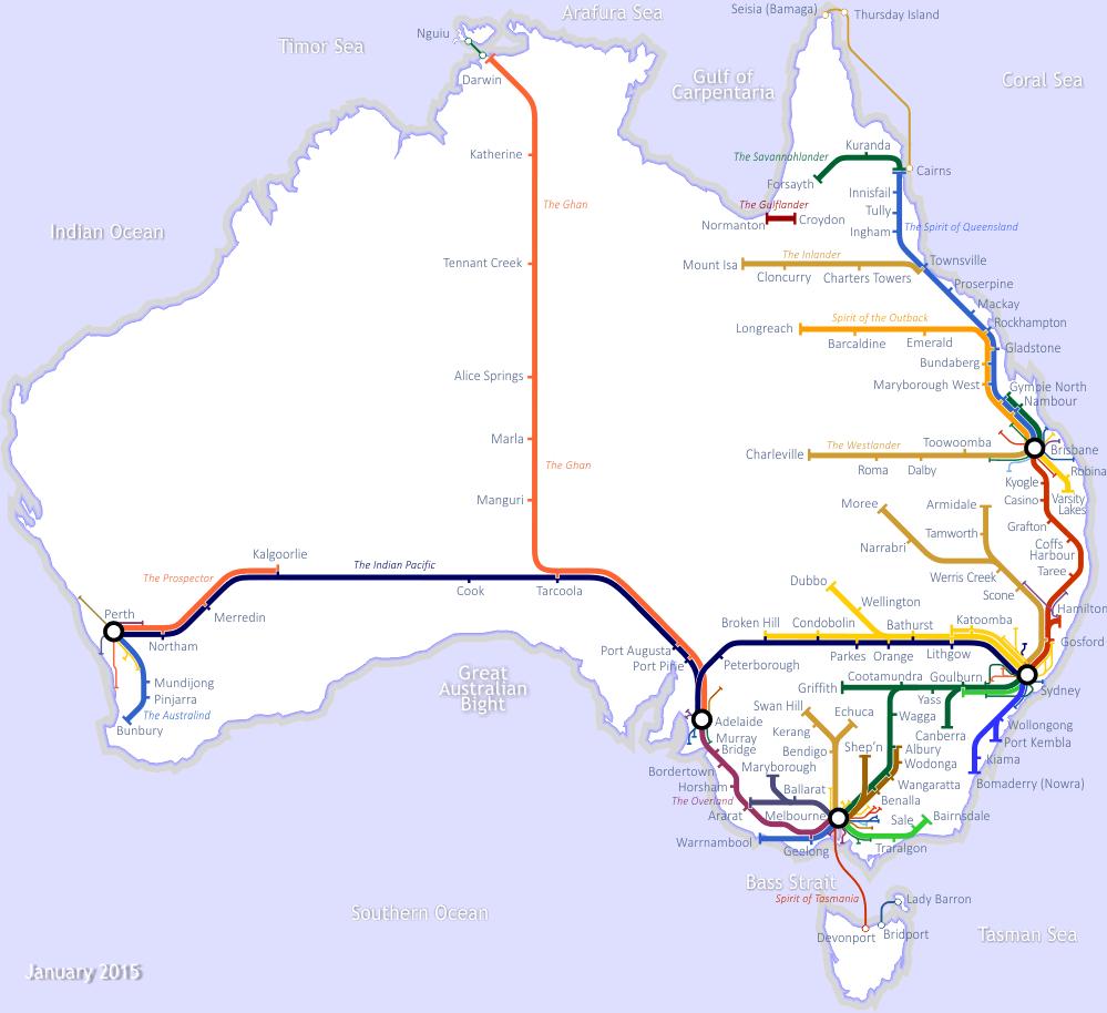 Australia Map Train Boville Australia train map Australian trains map (Australia and New Zealand